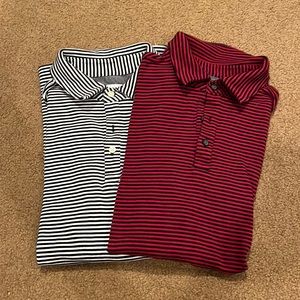 Lot of two gently worn men’s striped polo shirts by Goodfellows.